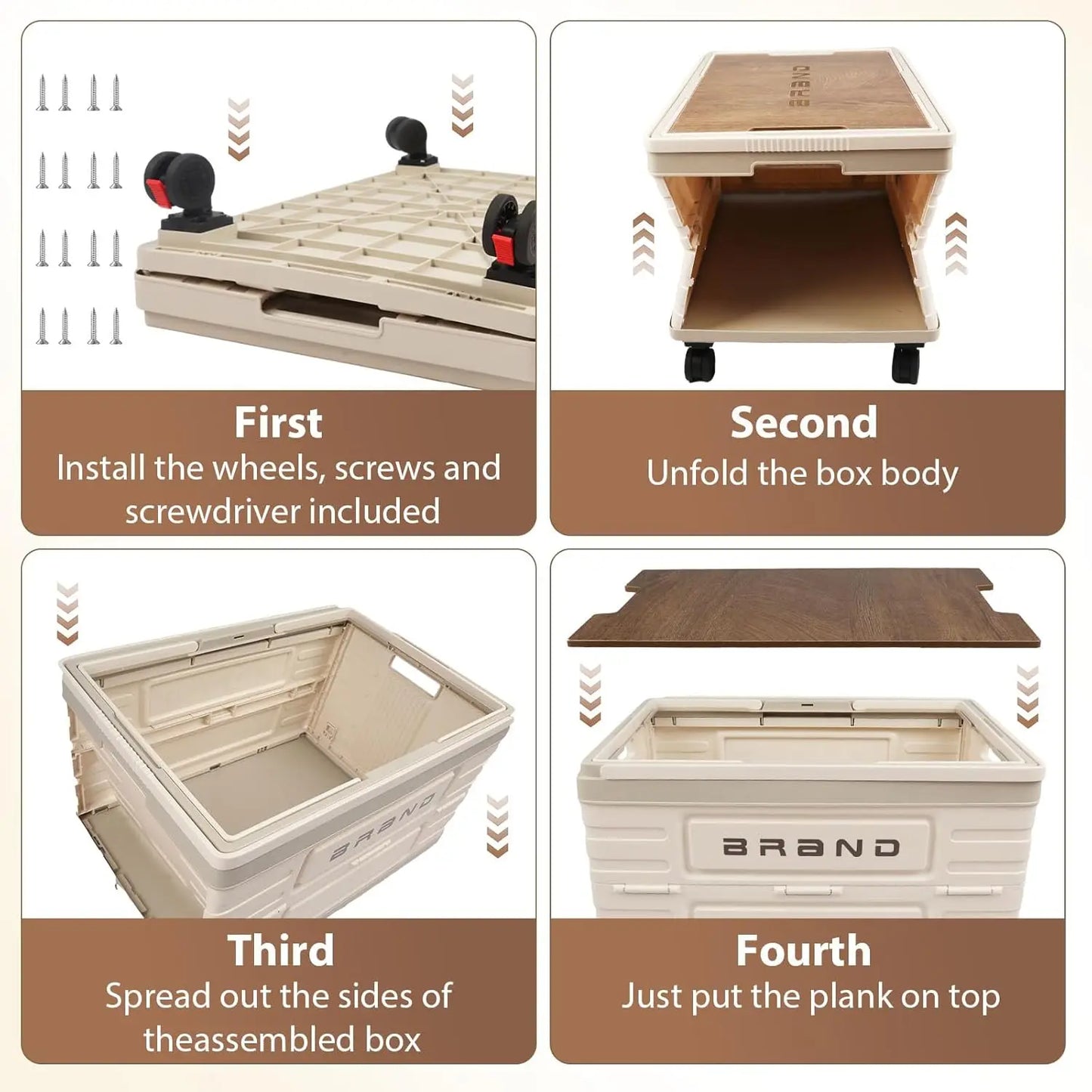 360 Degree Rotating Foldable Storage Cart Heavy Duty Mobile Organizer