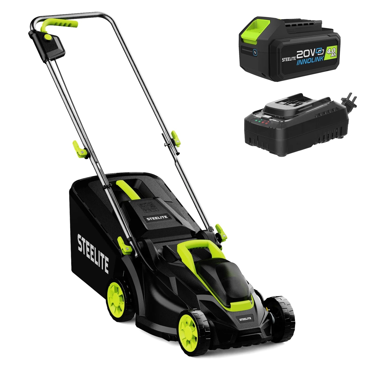 Deli 2 In 1 Electric Cordless Lawn Mower With 21V 4Ah Battery And Charger