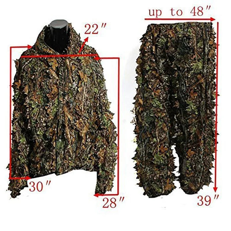 NONECN 3D Ghillie Suit Tactical Camouflage Leaves Jungle