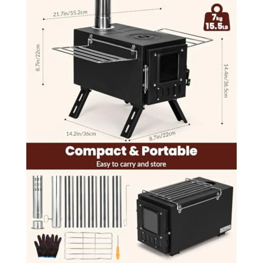 Portable Wood Stove For Camping By NONE With Large Firebox And High Airtightness For Campers