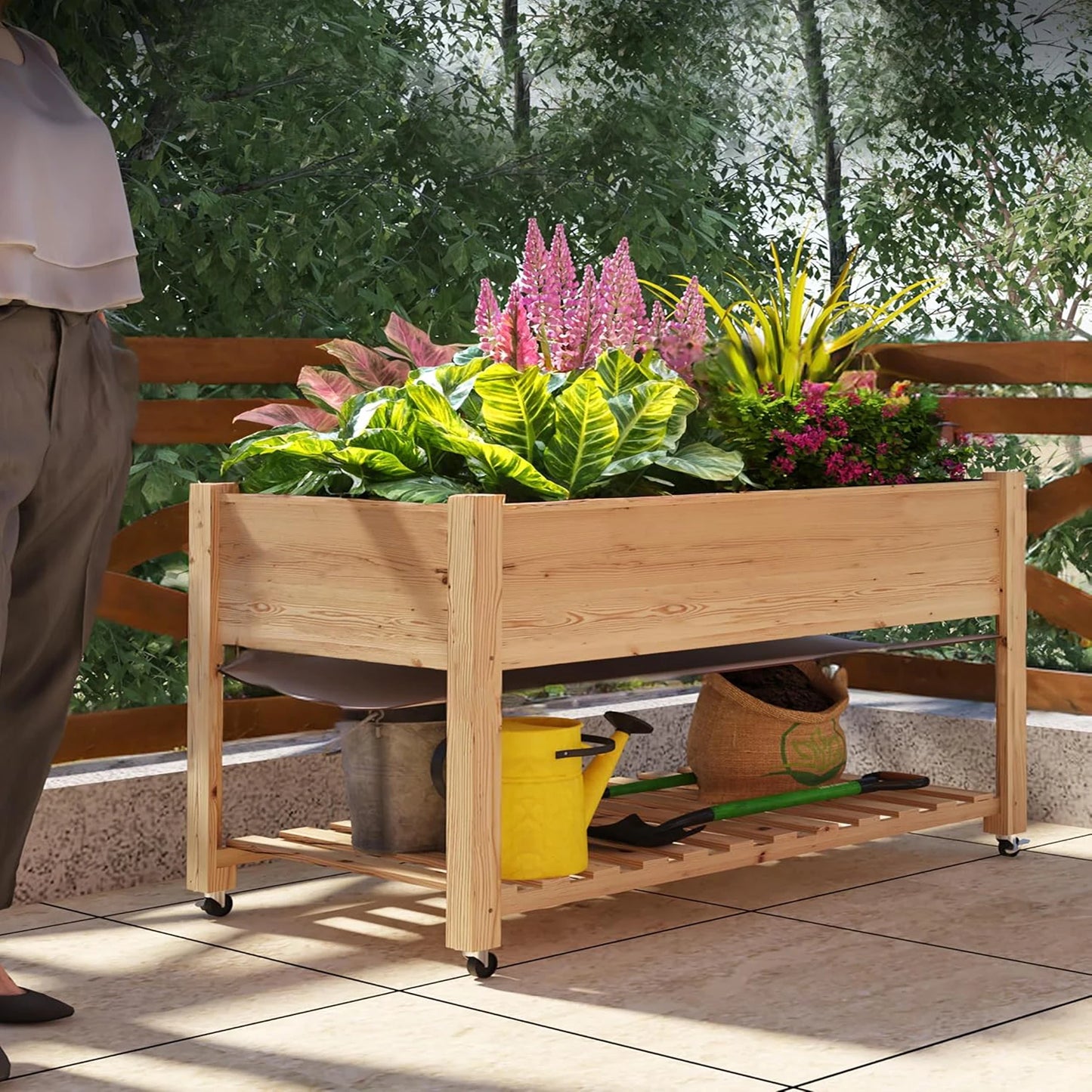 Wooden Raised Garden Bed With Legs Planter Box For Vegetables