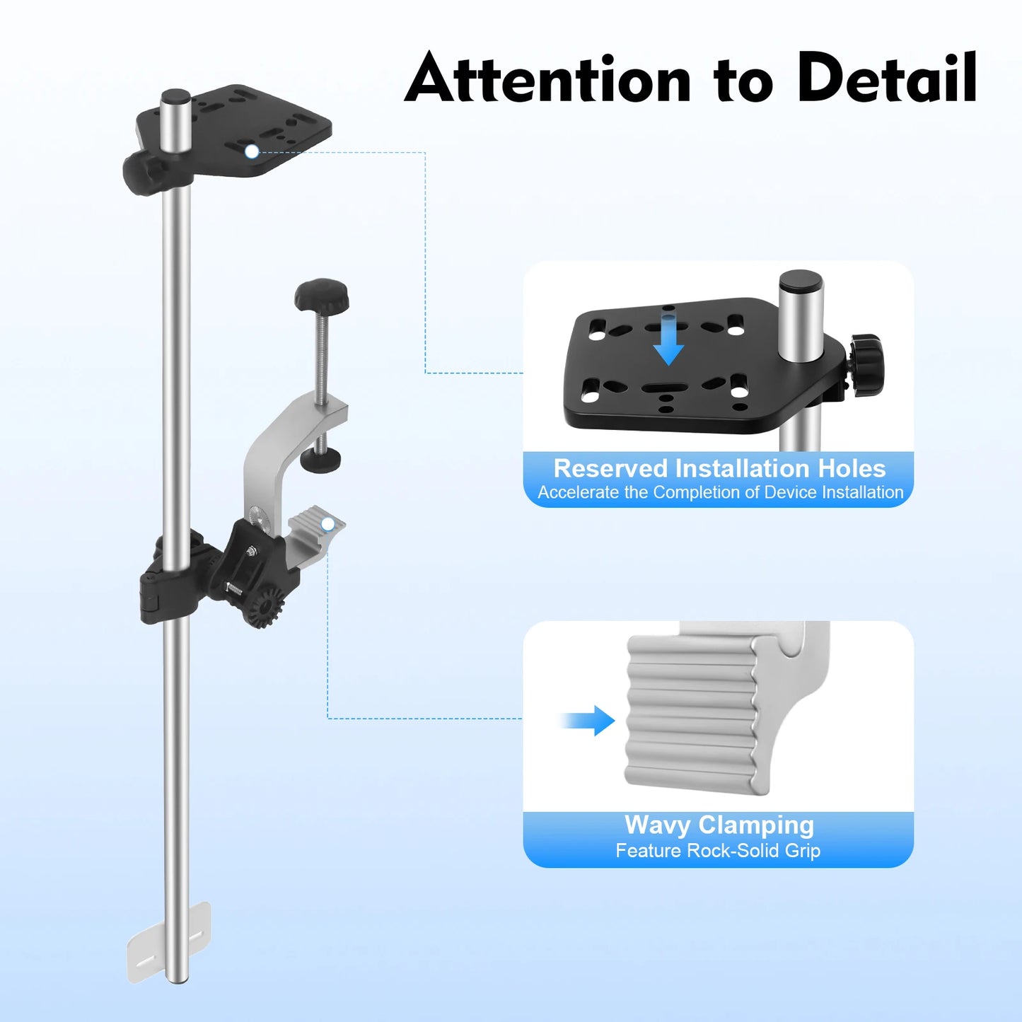 Portable Transducer Mount For Boat Kayak 360 Degree Fish Finder