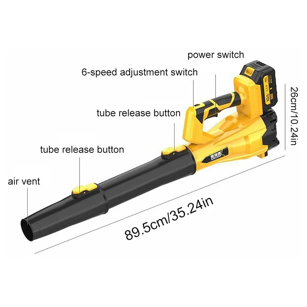 Cordless Electric Leaf Blower Cleaner Snowblower Adjustable 6 Speed Levels With 2 Batteries For Garden Lawn Care 580CFM/160MPH