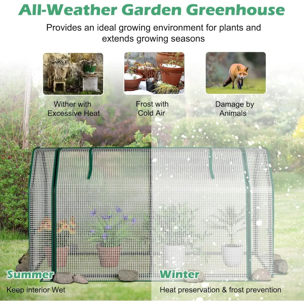 Raised Garden Bed With Greenhouse Cover For Backyard