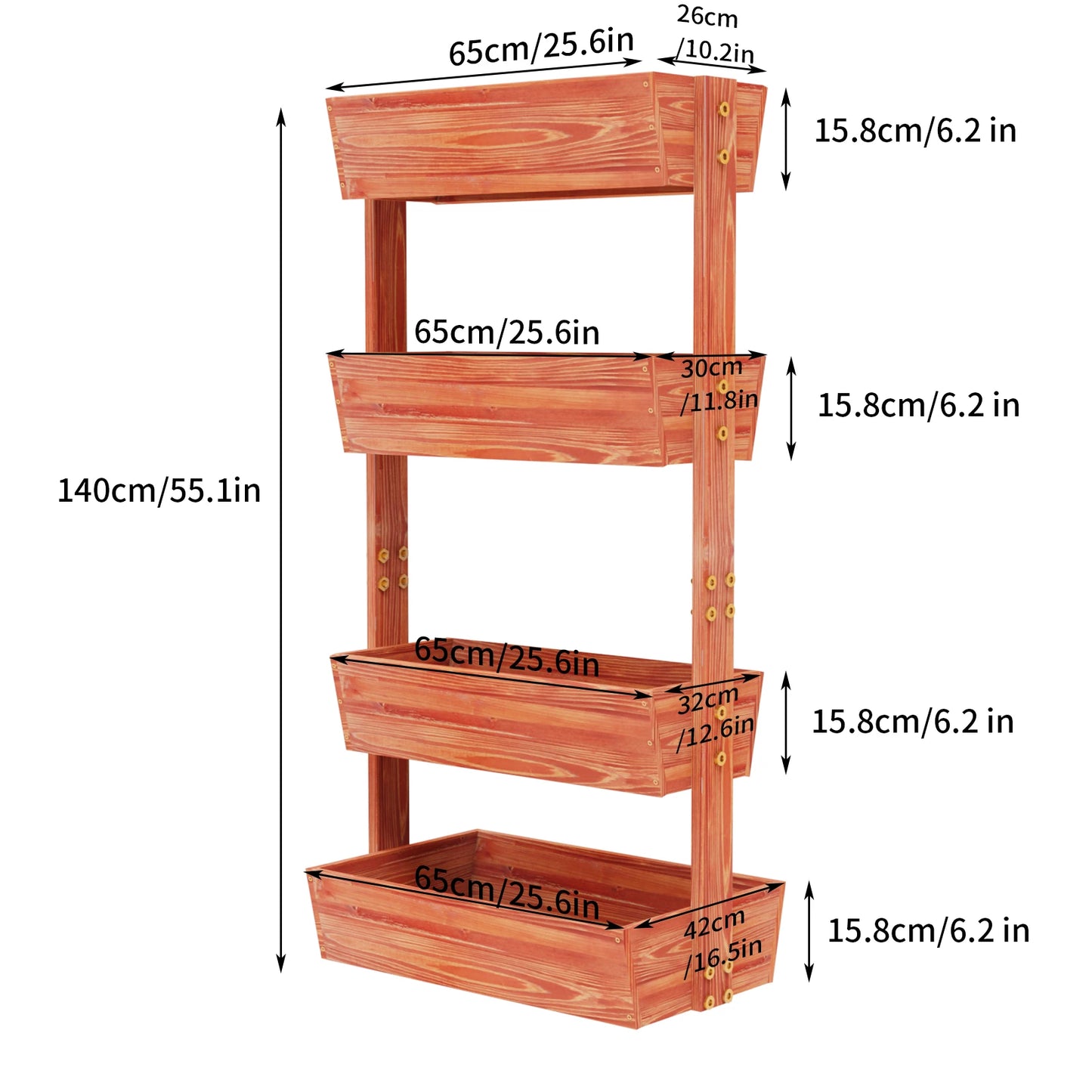 Wooden Raised Garden Bed Vertical Planter Rack With Detachable Ladder