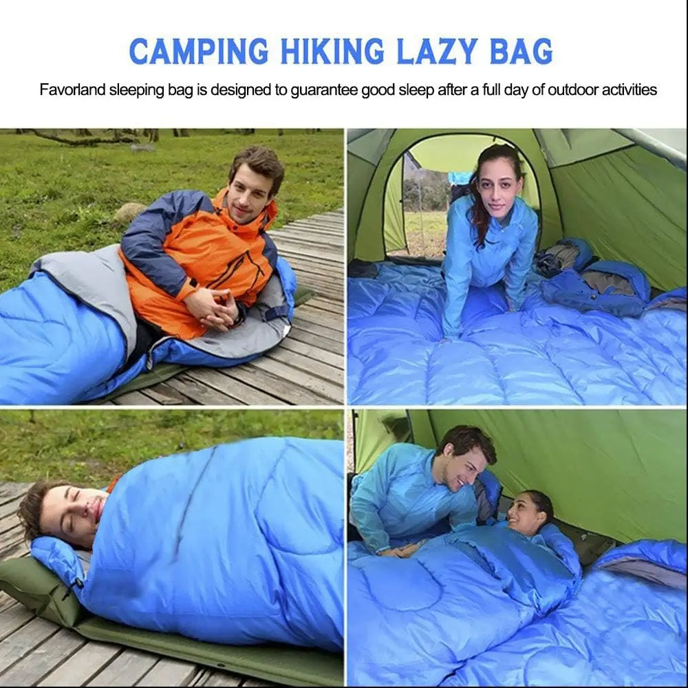 Sleeping Bag Cotton Fill All Season 5to20C Adults Outdoor Camping 210x75cm Envelope Cap Design