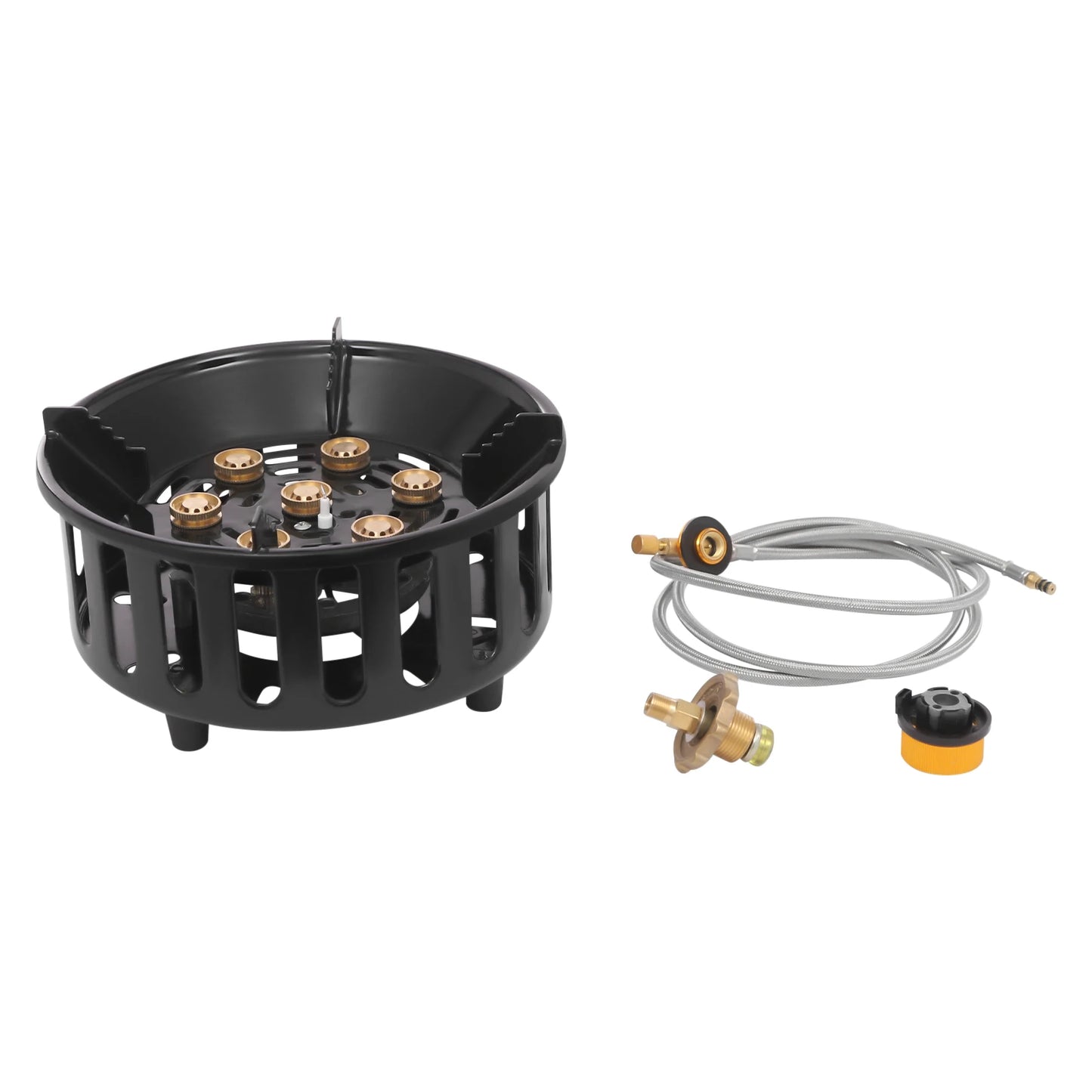 Portable Camping Stove With 3 Adapters And Storage Bag For Outdoor Cooking