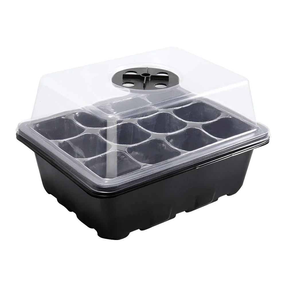 Seed Starter Tray 12 Grids With Ventilation Holes Humidity Dome Mini Greenhouse For Home Gardeners