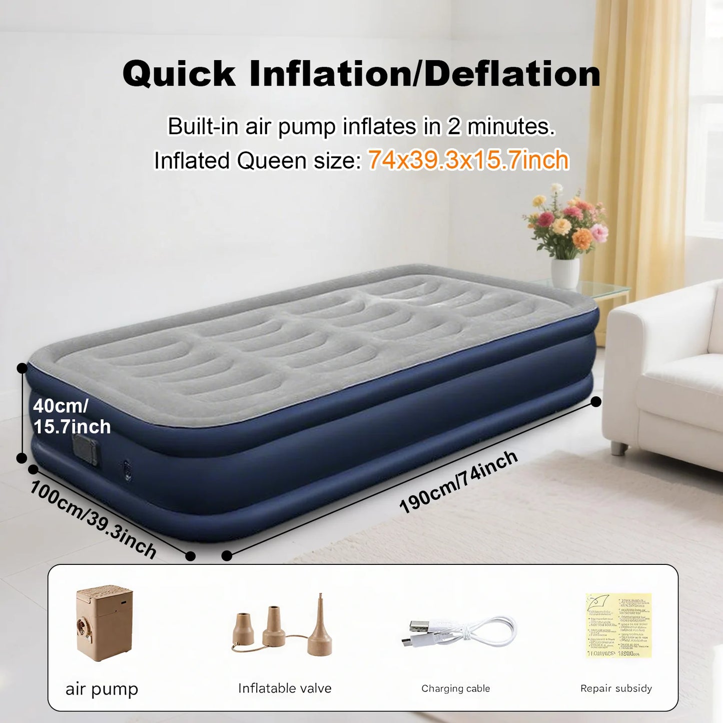 PVC Automatic Inflatable Mattress With Built-In Pump For Camping
