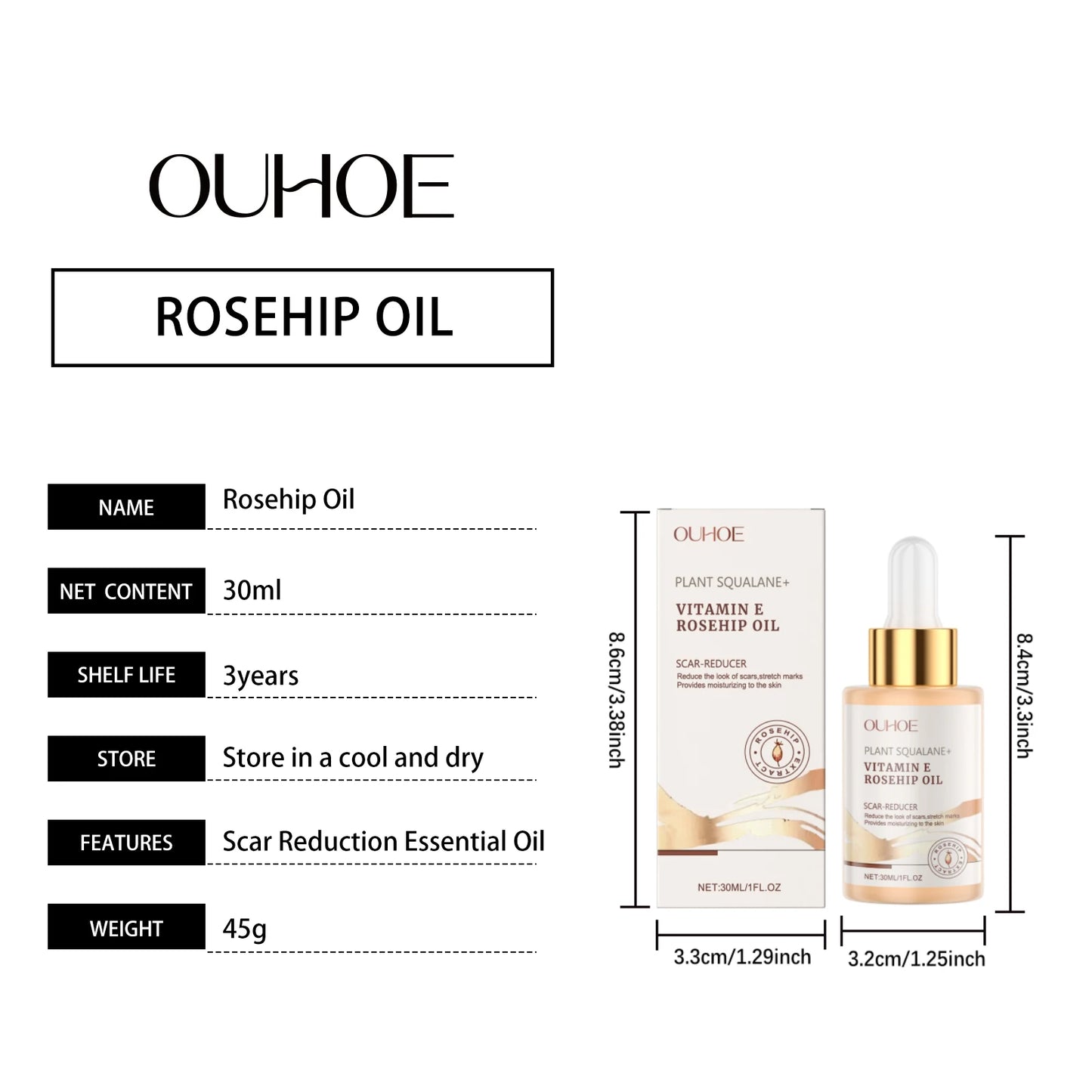 Ouhoe Rosehip Facial Oil For Rejuvenation And Skin Glow