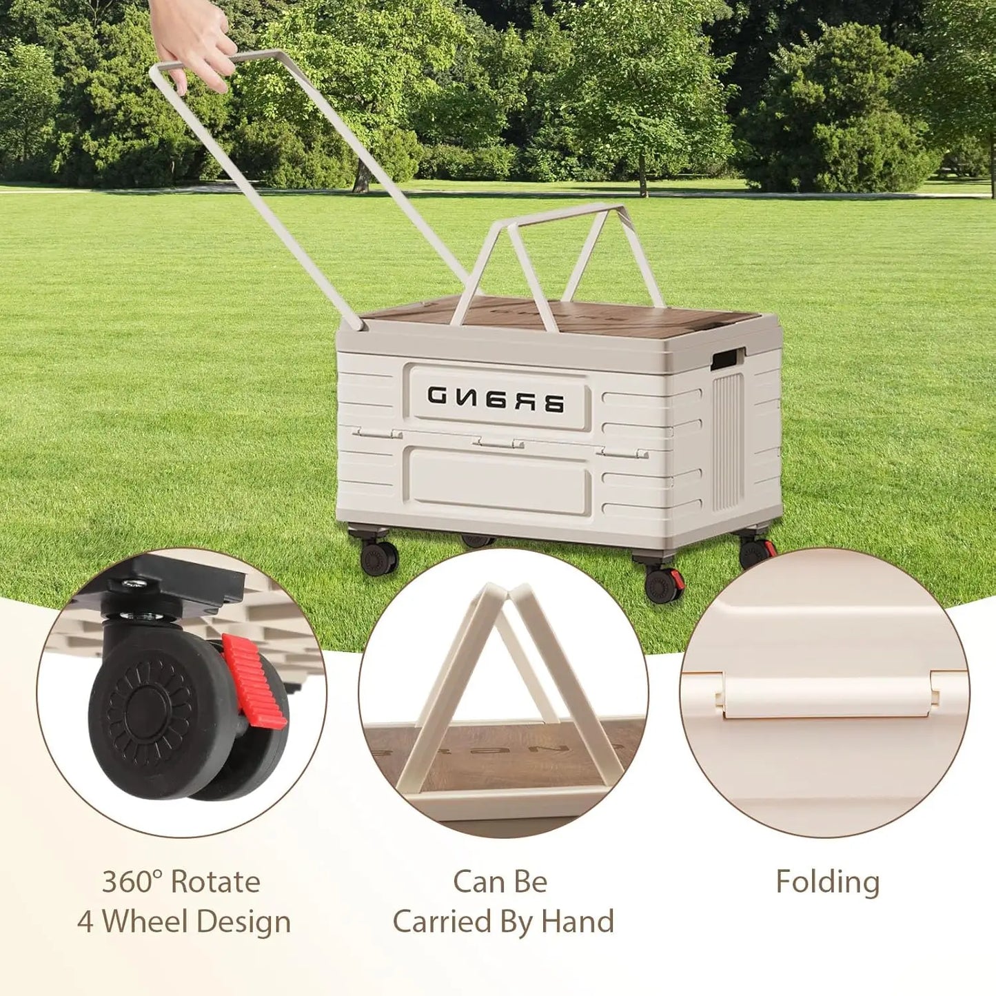 360 Degree Rotating Foldable Storage Cart Heavy Duty Mobile Organizer