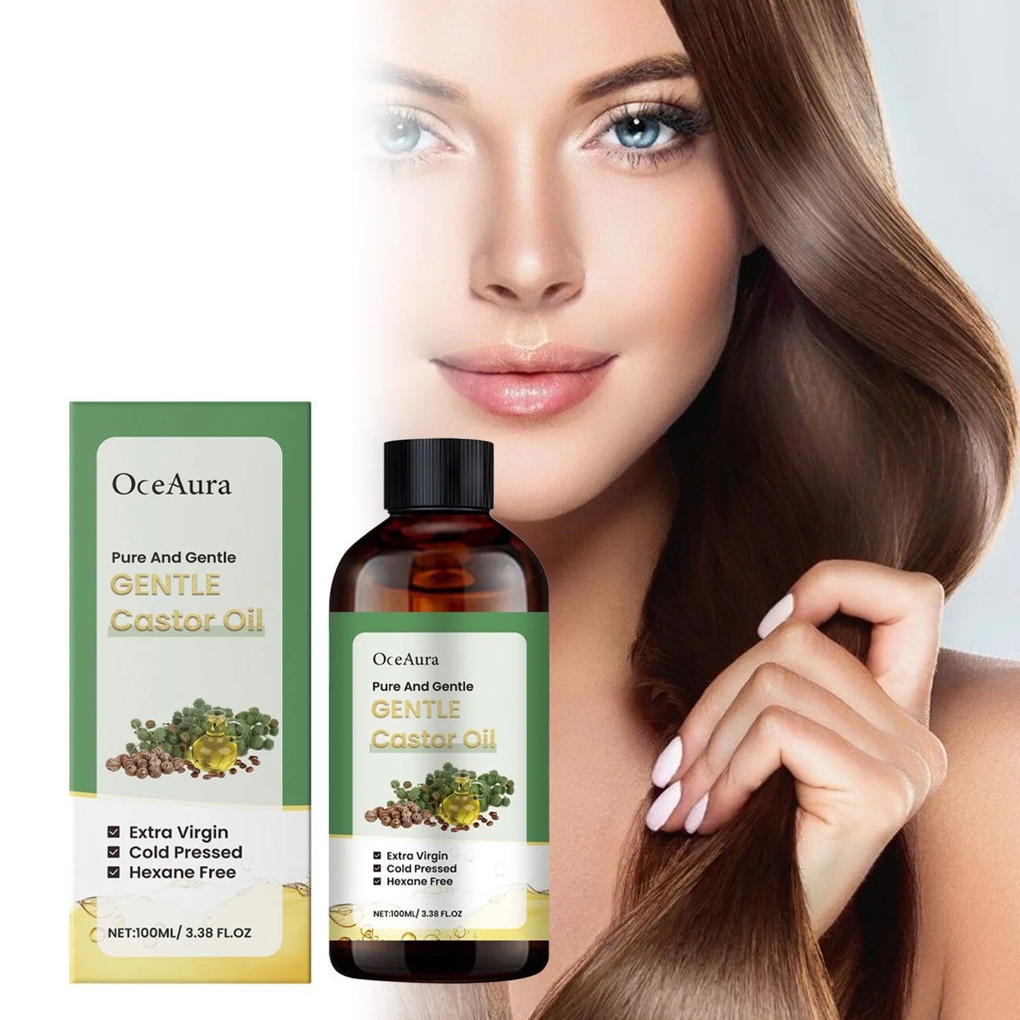 OceAura Castor Oil Skin Care Moisturizer For Hair And Skin