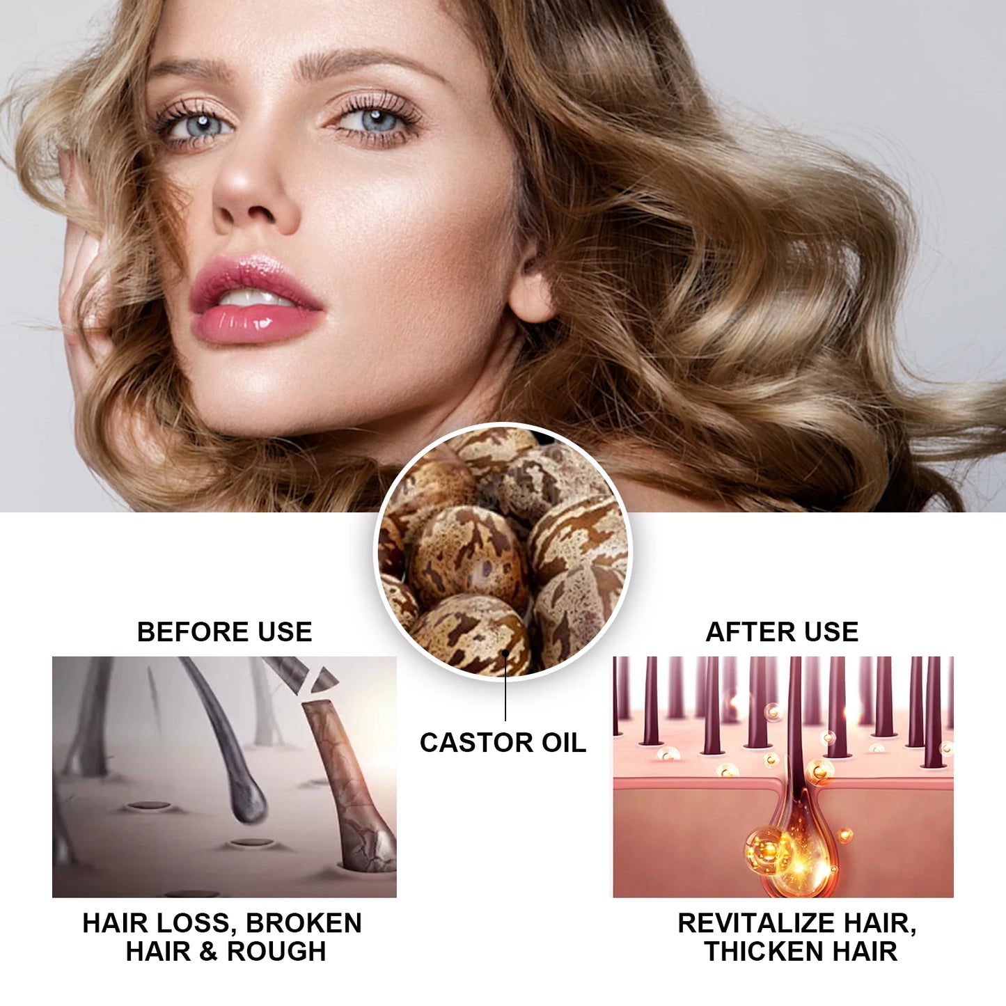 HOEGOA Castor Oil for Hair Thickening and Scalp Nourishment