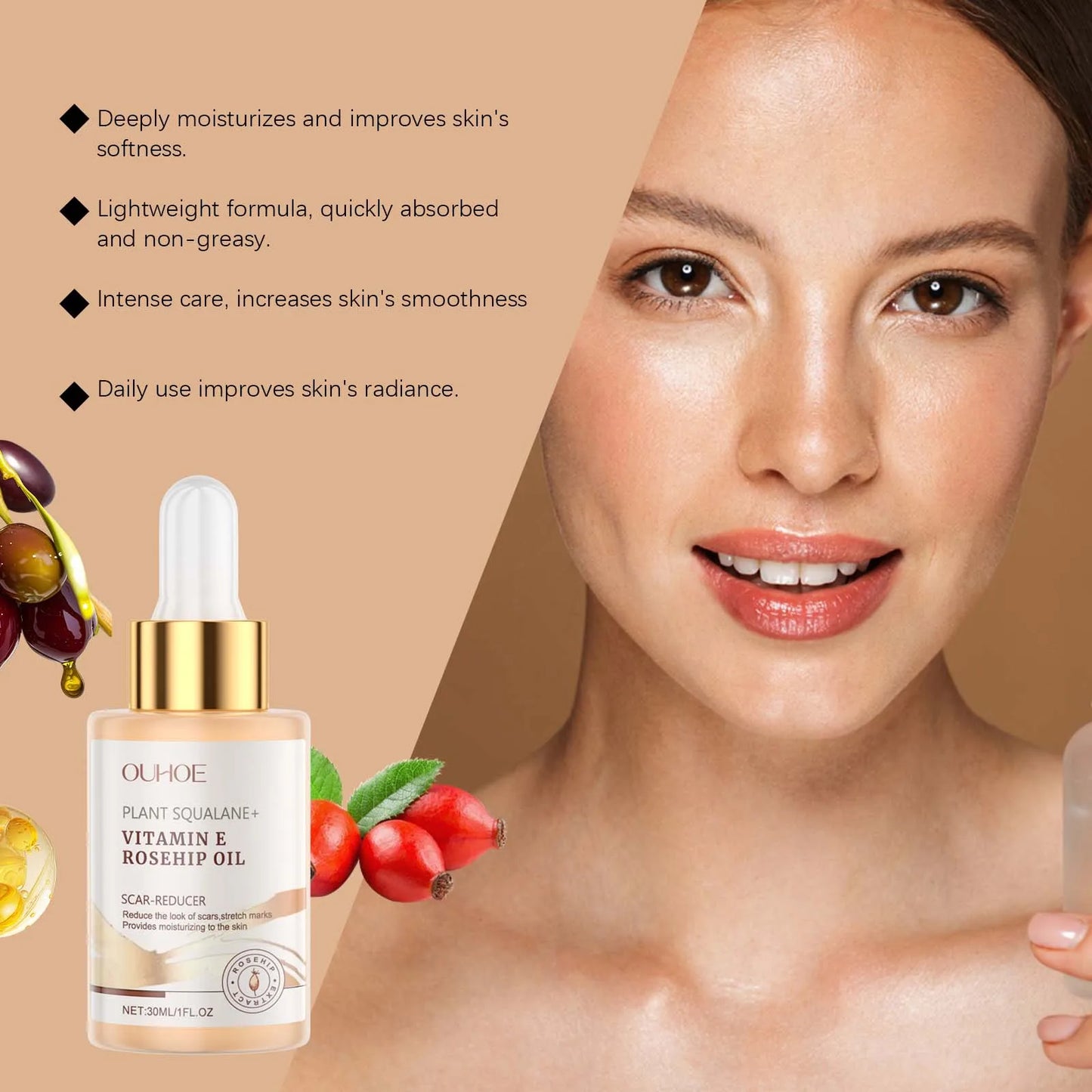 Ouhoe Rosehip Facial Oil For Rejuvenation And Skin Glow