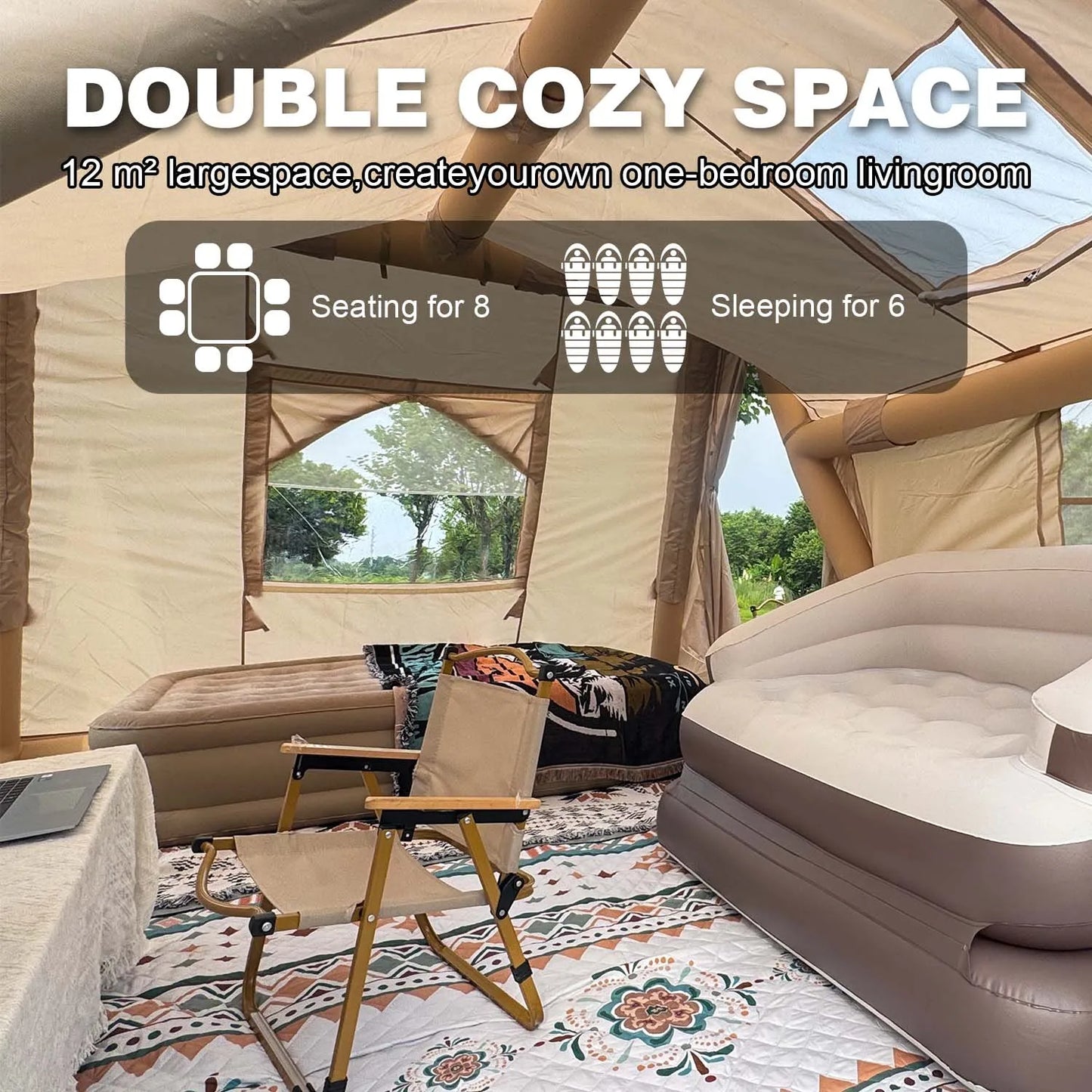 Inflatable Camping Tent 4 Season With Rainfly And Stove Jack