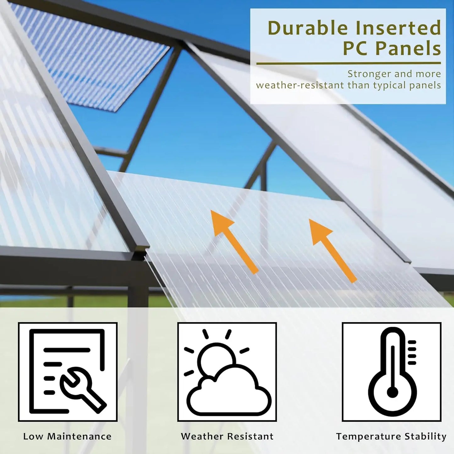 XMSJ 6x8 Ft Polycarbonate Greenhouse With Roof Vent For Outdoor Gardeners Heavy Duty Walk In Aluminum