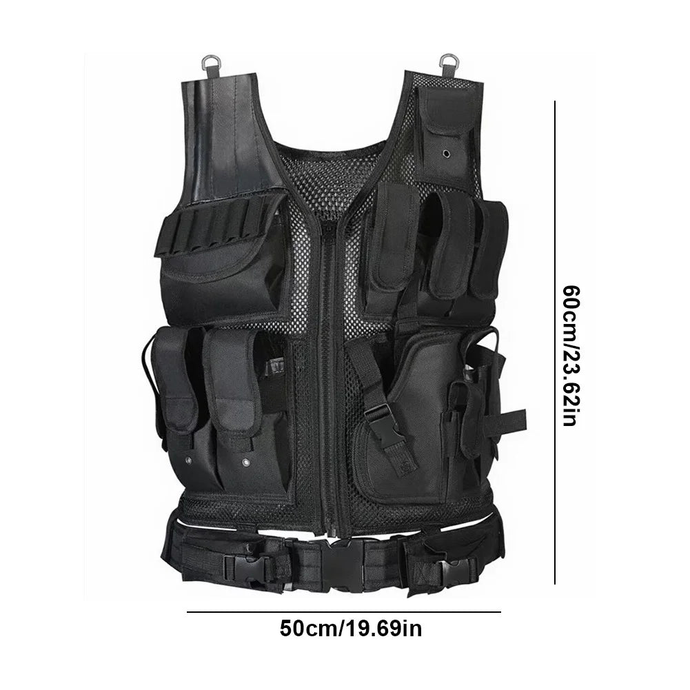APWIKOGER Nylon Combat Body Armor Vest Multi-Pocket Adjustable Mesh Airsoft