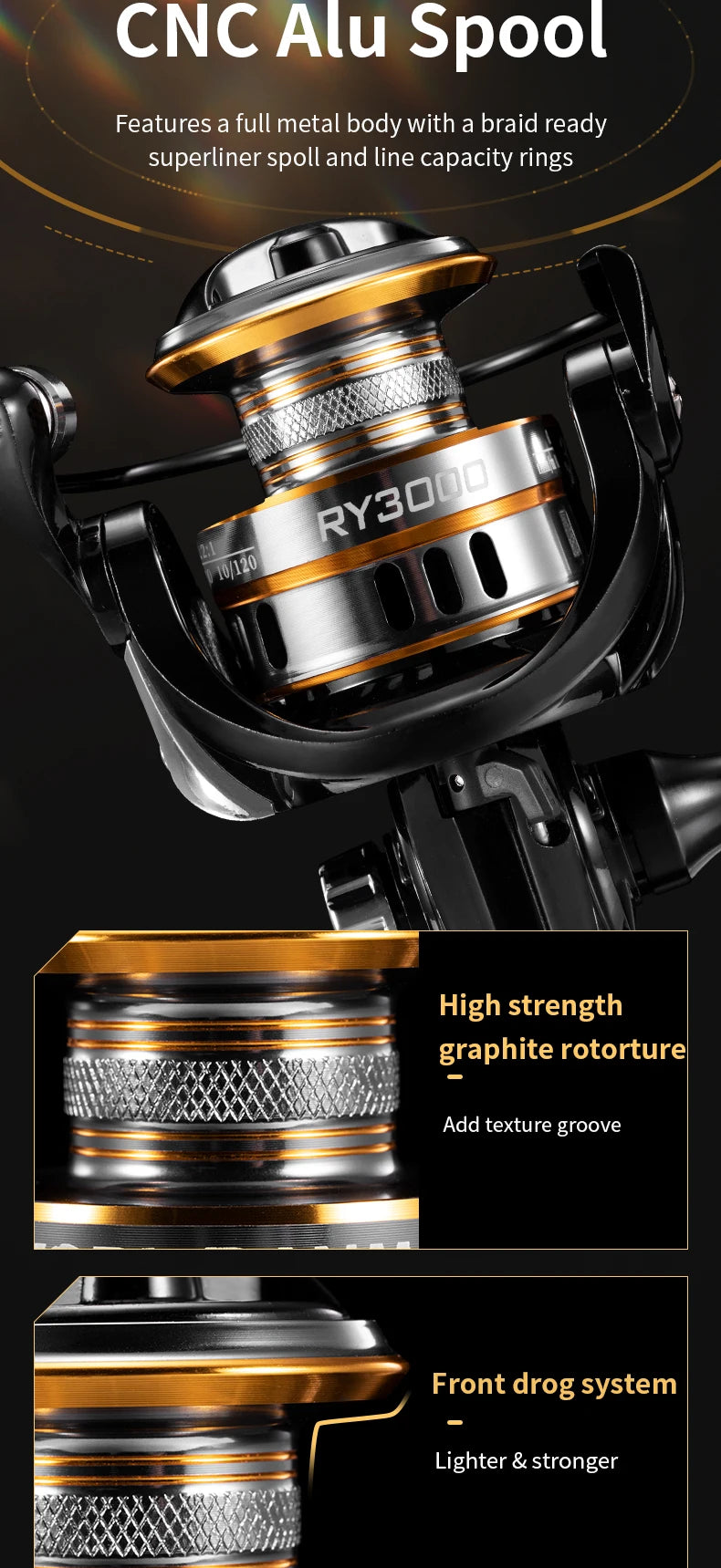 Rooblinos RY Spinning Fishing Reel With Aluminum Spool