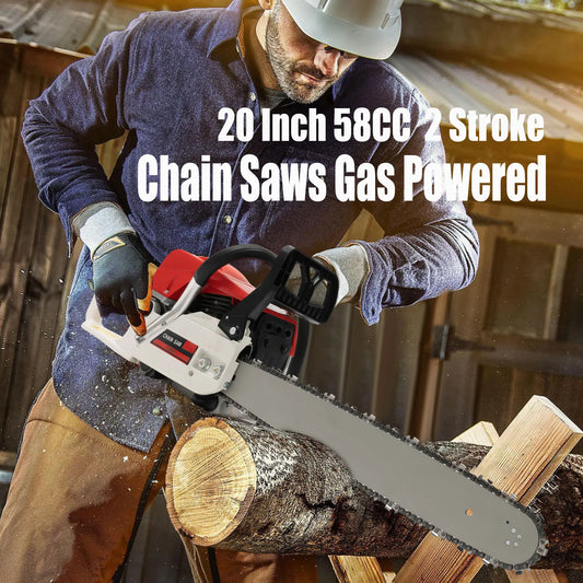 Gas Powered Chainsaw 58cc 2 Stroke Petrol Wood Cutting Pruning