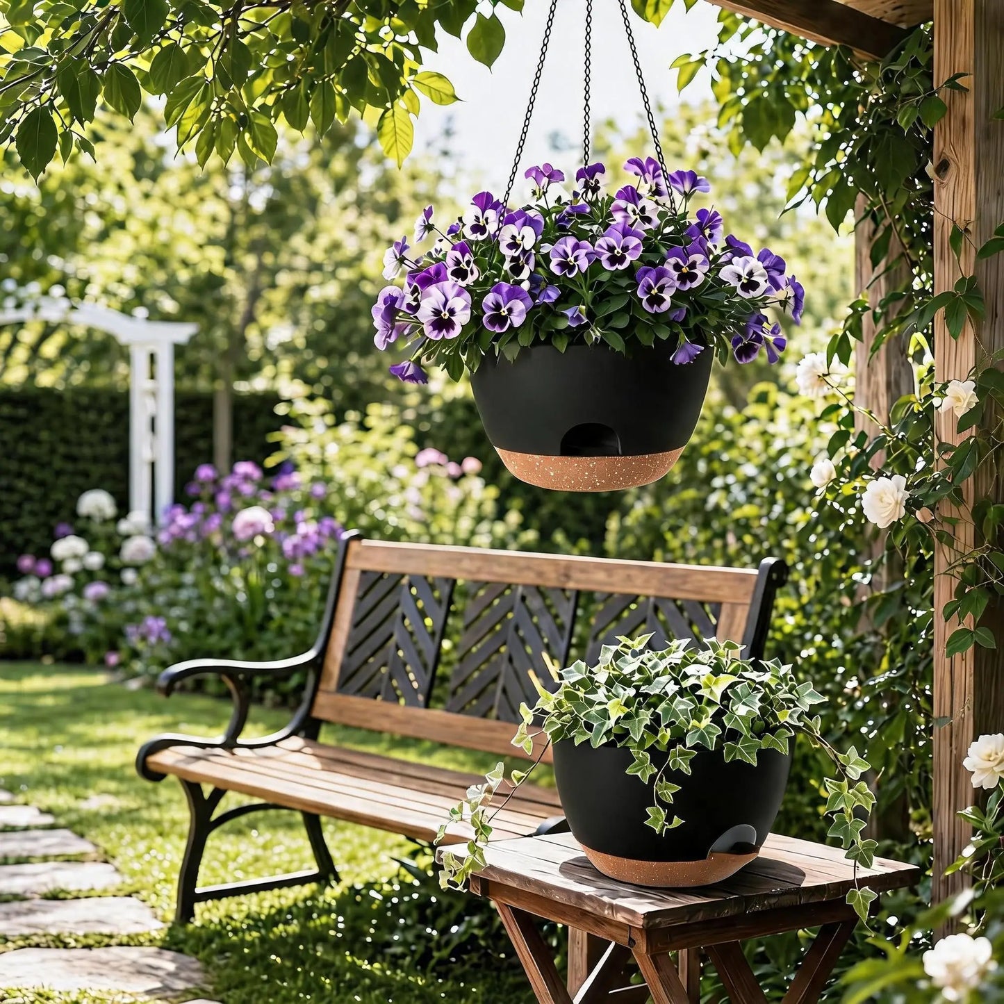 HiMISS Self Watering Hanging Planters 2 Pack For Trailing Plants
