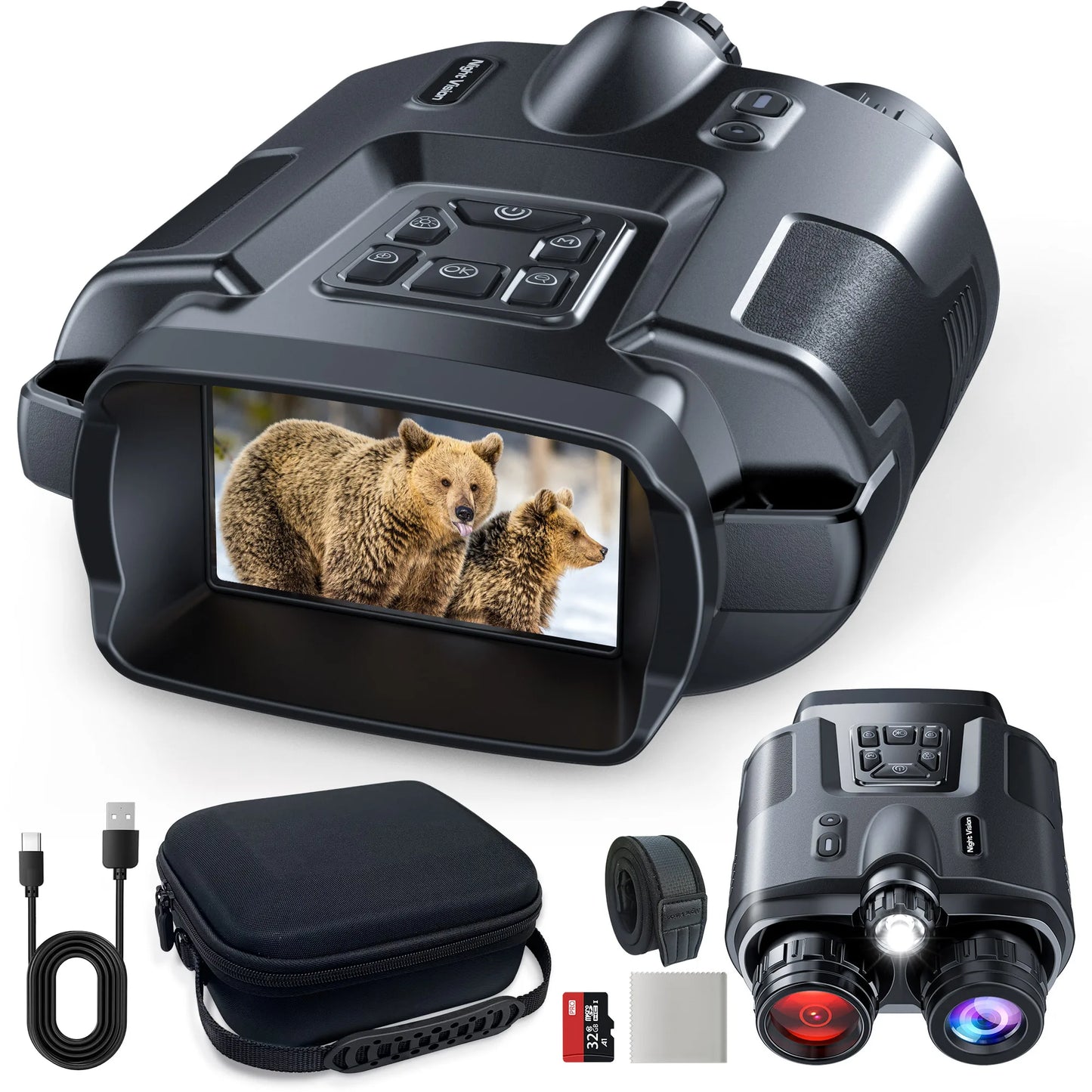 Letcmoi 4K Night Vision Binoculars 8X Digital Zoom Infrared Light