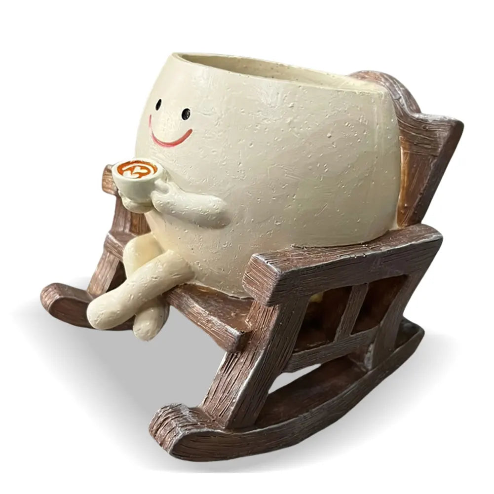 APWIKOGER Creative Rocking Chair Swing Face Succulent Planter Pot For Indoor Outdoor Gardeners