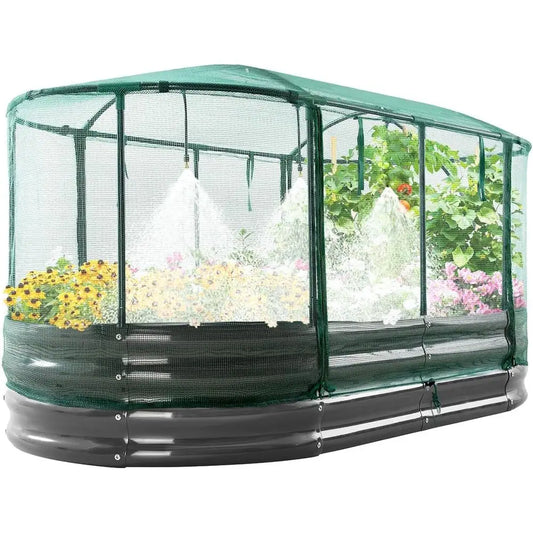 Raised Garden Bed Kit With Self Watering System Mesh Cover
