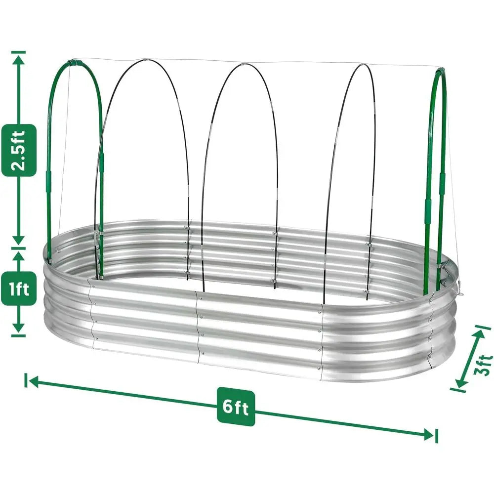 Garden Bed With Greenhouse Frame And Three Covers For Outdoor Gardening Enthusiasts 6x3x1 Ft