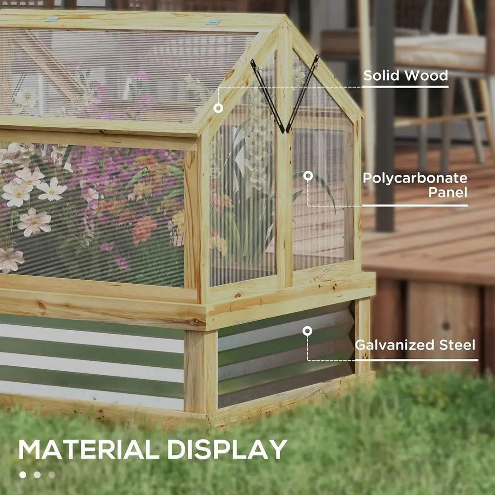Raised Garden Bed With Polyethylene Greenhouse Wooden Cold Frame