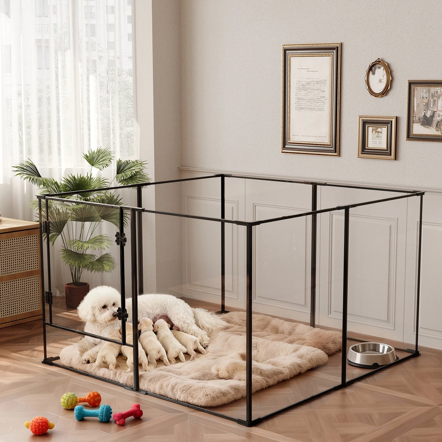 Bingopaw Clear Dog Playpen Heavy Duty Aluminum Frame