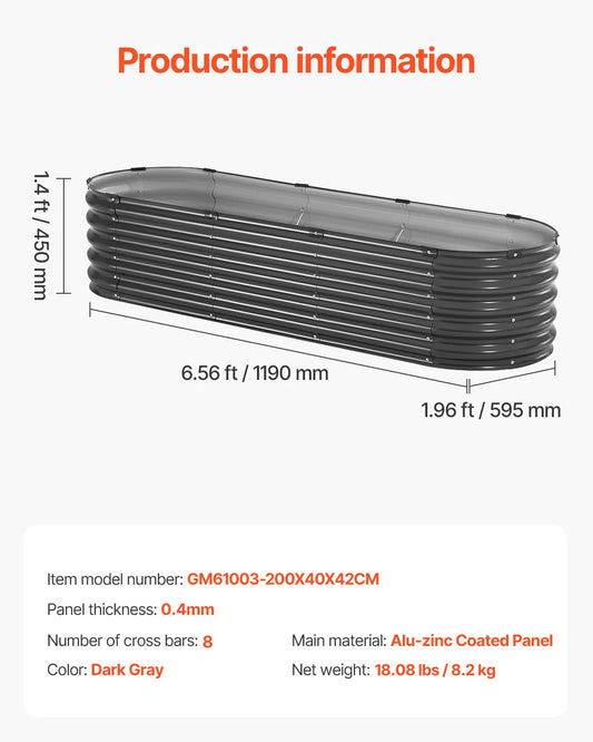 Metal Raised Garden Bed Galvanized Planter Box Open Bottom Oval