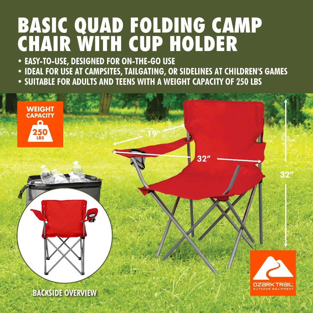 Ozark Trail Quad Folding Camp Chair With Side Cup Holder