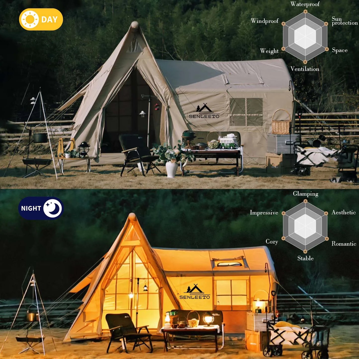 Inflatable Camping Tent 4 Season With Rainfly And Stove Jack