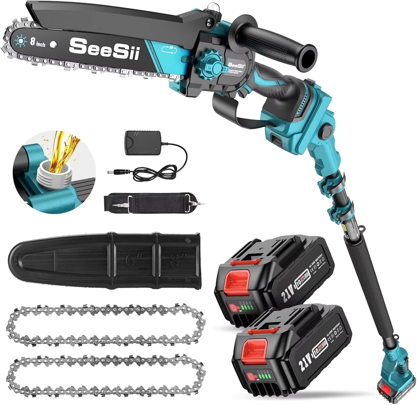 Seesii 2 In 1 Brushless Pole Saw And Chainsaw Cordless