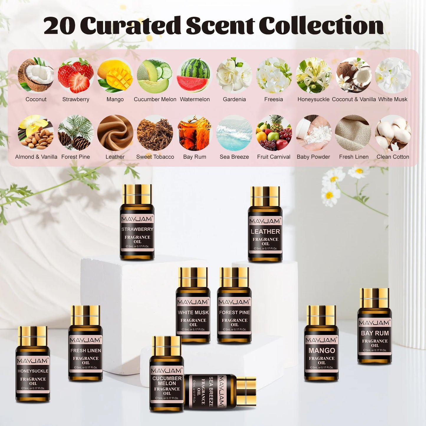 Mayjam Fragrance Oil Set 20 Bottles For Diffuser Candle Making
