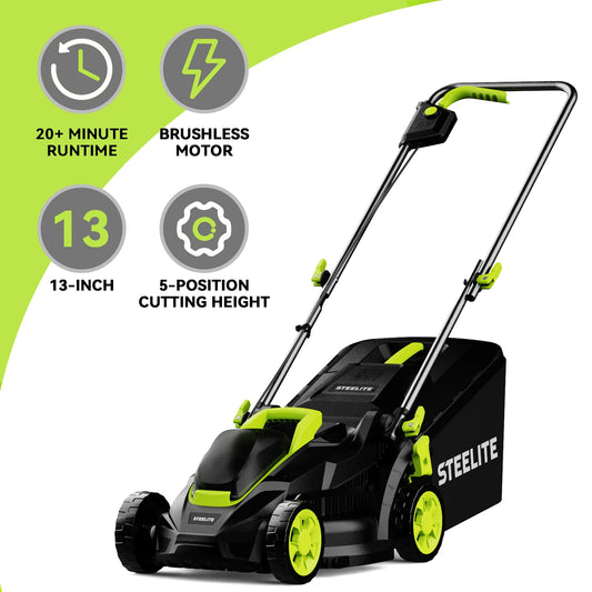 Deli 2 In 1 Electric Cordless Lawn Mower With 21V 4Ah Battery And Charger