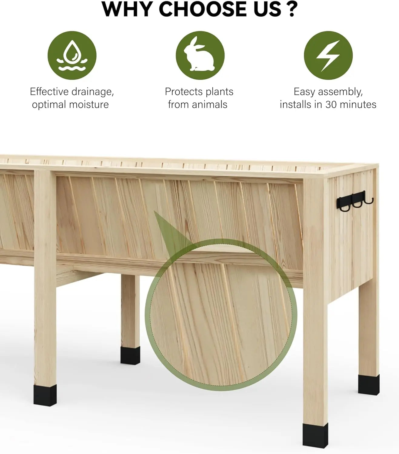 Raised Garden Bed Cedar Wood Planter Box for Vegetables