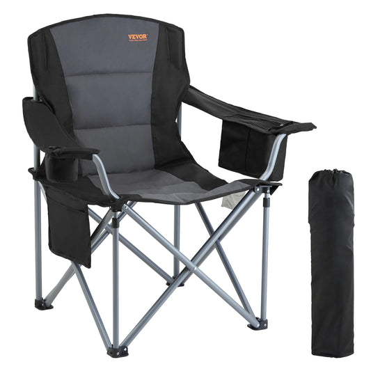VEVOR Outdoor Camping Folding Chair With Lumbar Support And Side Pockets