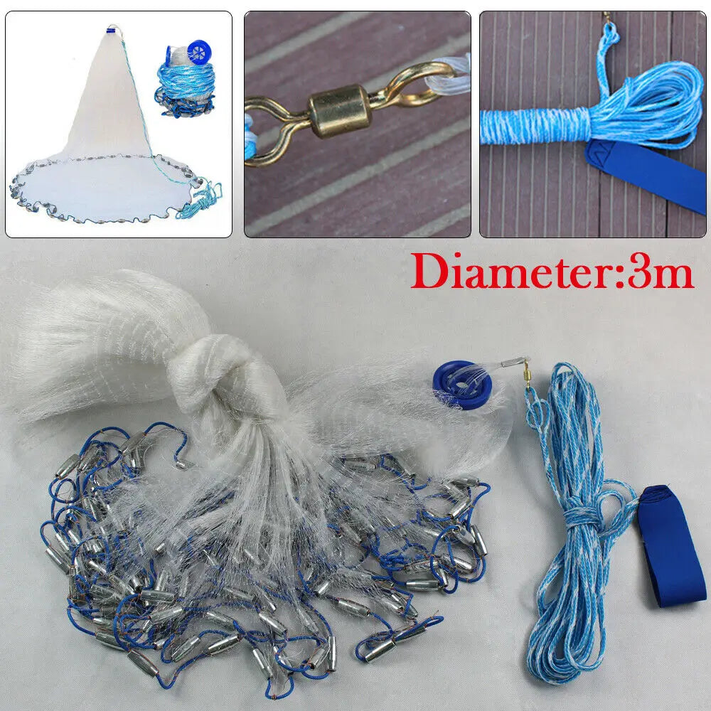 Bymaocar Hand Throw Cast Net Ready To Use For Fishing