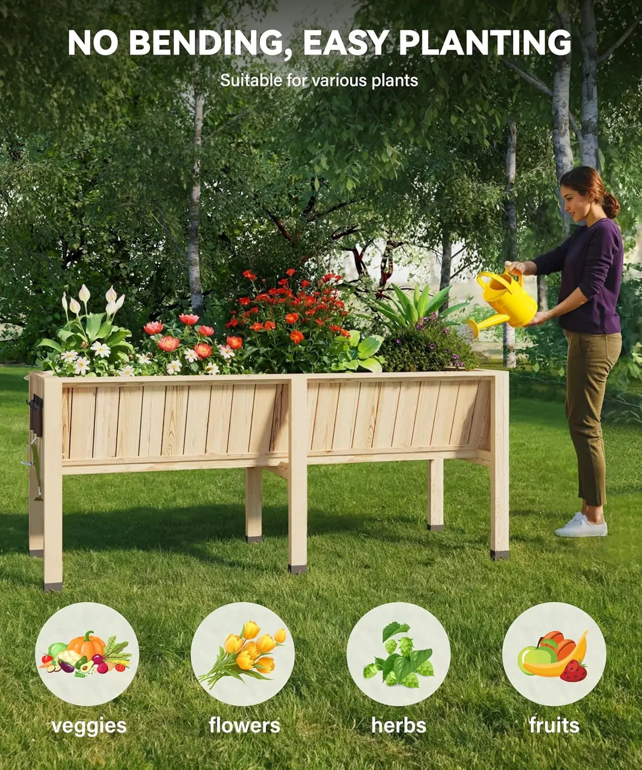 Raised Garden Bed Cedar Wood Planter Box for Vegetables