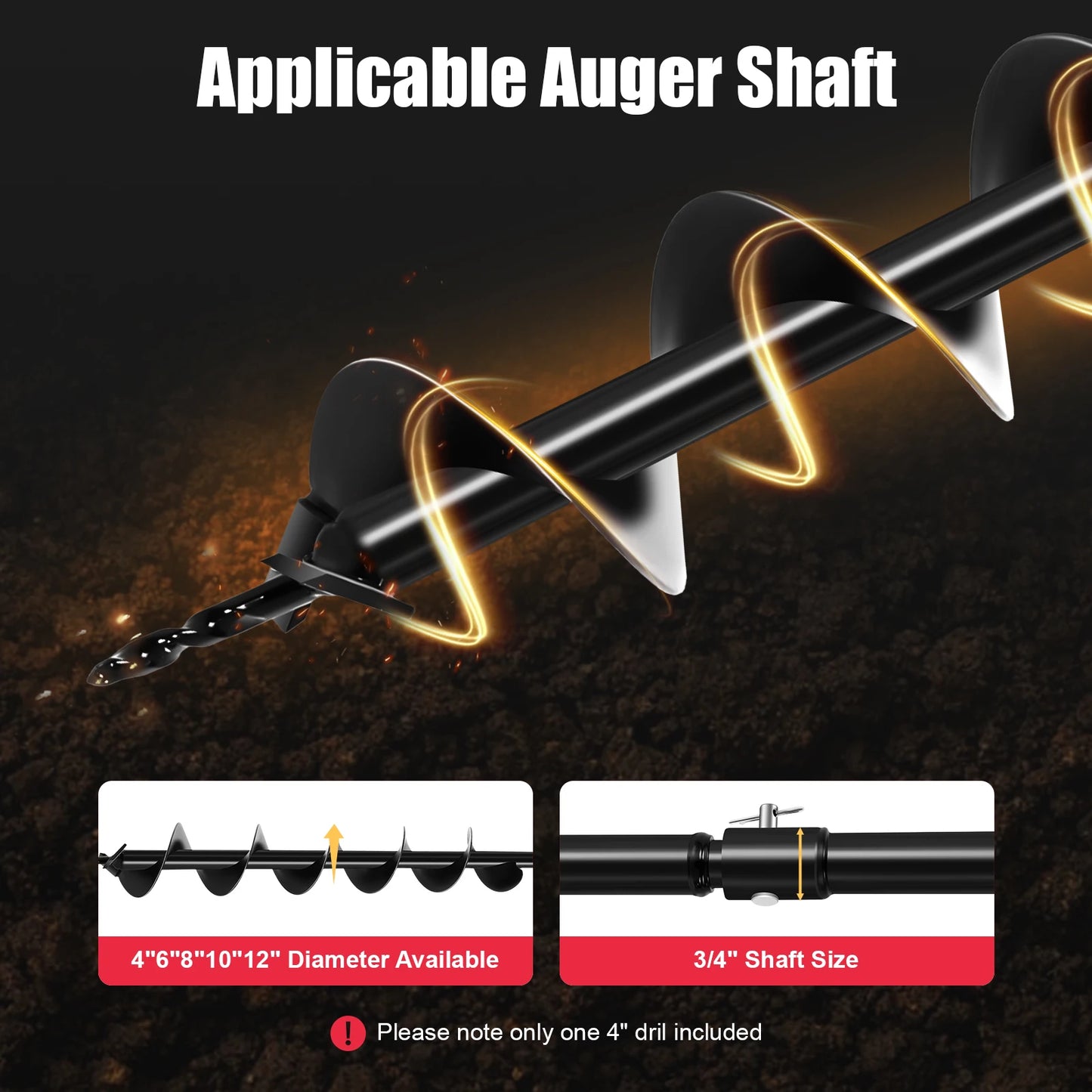 CNCEST 1500W Electric Post Hole Digger Auger for Garden