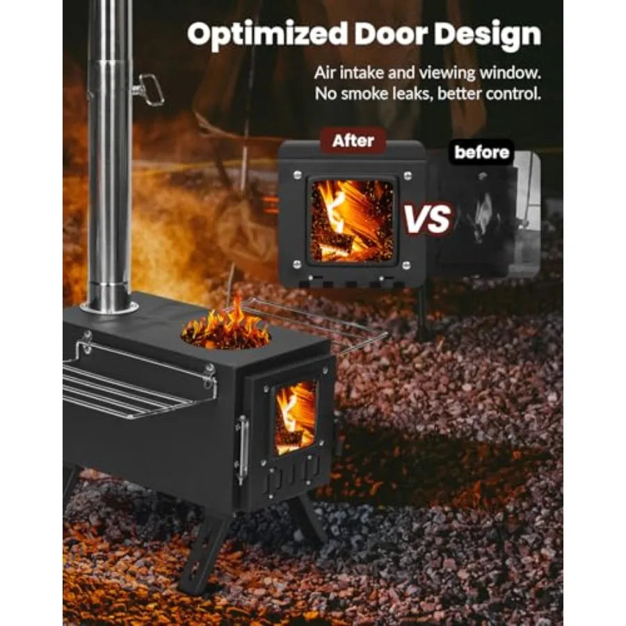Portable Wood Stove For Camping By NONE With Large Firebox And High Airtightness For Campers