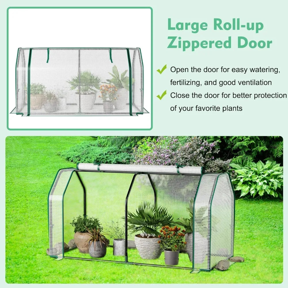 Raised Garden Bed With Greenhouse Cover For Backyard