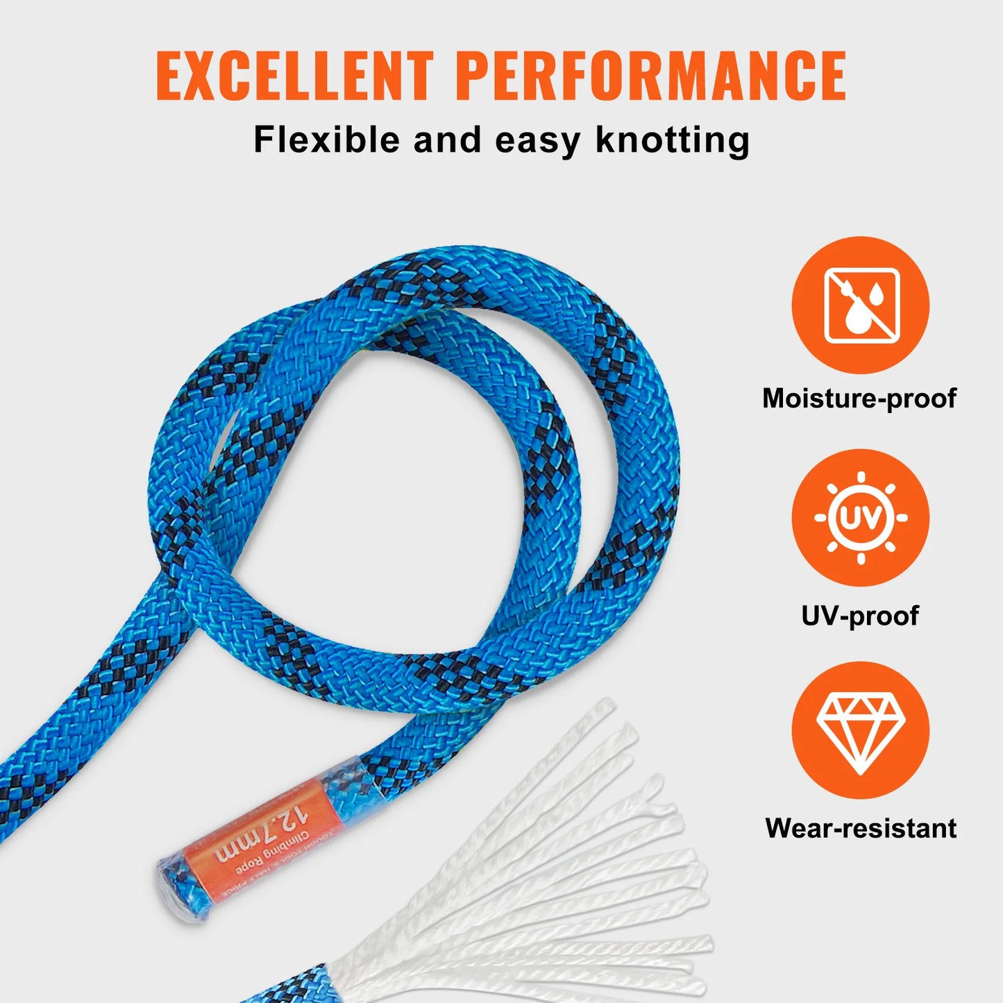 VEVOR Static Climbing Rope 30 kN Breaking Strength