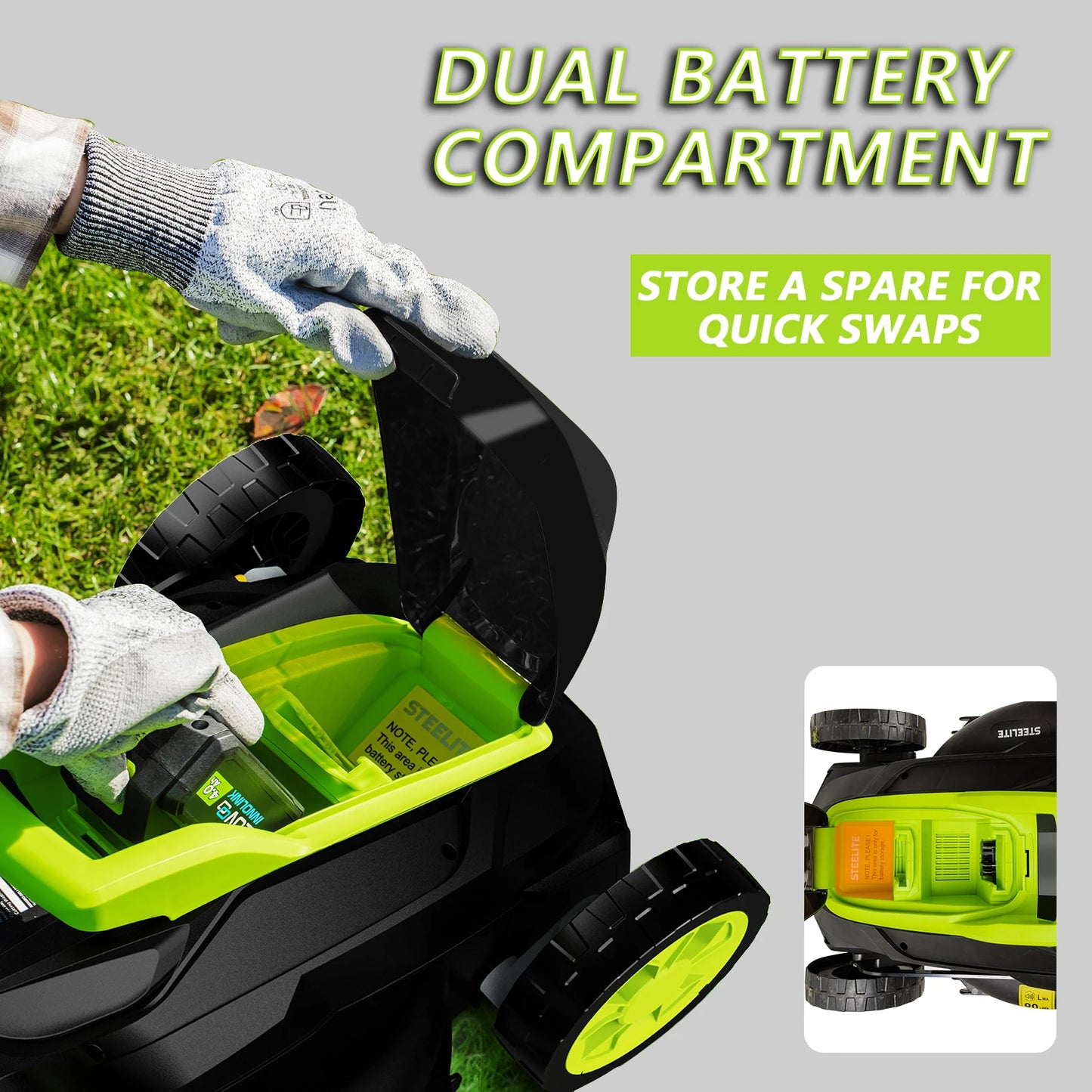 Deli 2 In 1 Electric Cordless Lawn Mower With 21V 4Ah Battery And Charger