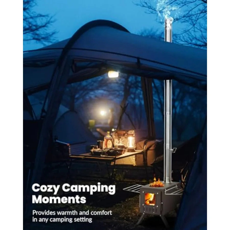 Portable Wood Stove For Camping By NONE With Large Firebox And High Airtightness For Campers