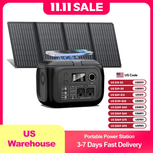 300W 260Wh Portable Power Station with Solar Panels 40W Solar Generator with AC Outlet 110V for Outdoor Garden Travel Camping RV