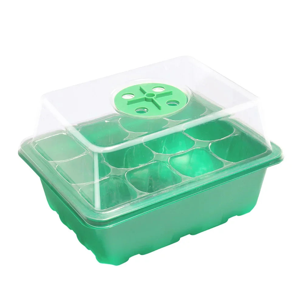 Seed Starter Tray 12 Grids With Ventilation Holes Humidity Dome Mini Greenhouse For Home Gardeners