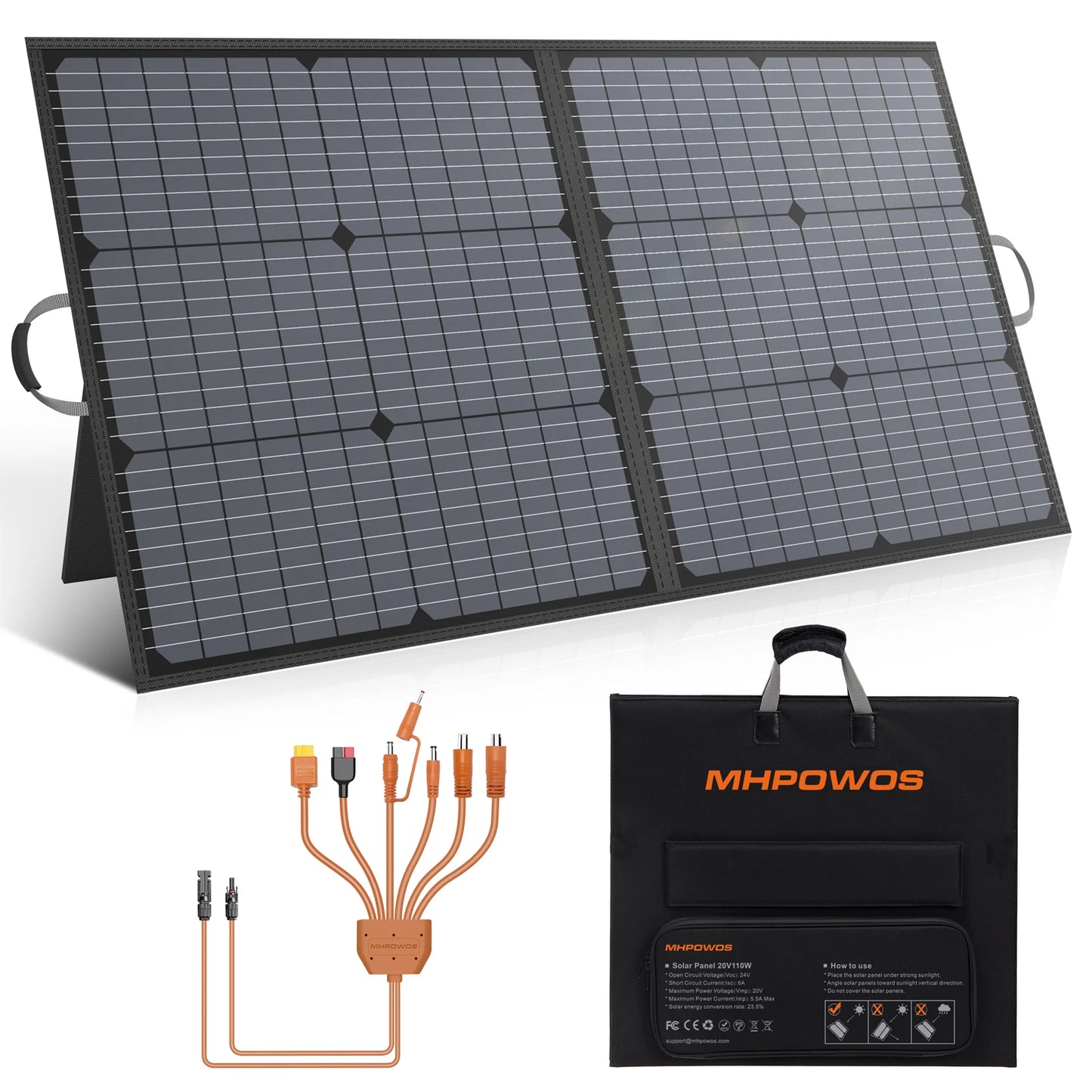 MHPOWOS 110W Foldable Solar Panel Portable Charger for Solar Generator