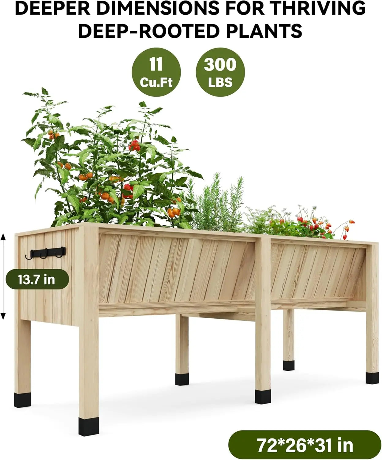 Raised Garden Bed Cedar Wood Planter Box for Vegetables